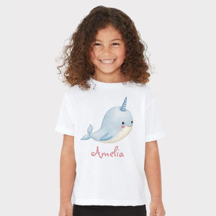 T-shirt Narwhal Girl Anniversaire Ajouter le nom Personnal