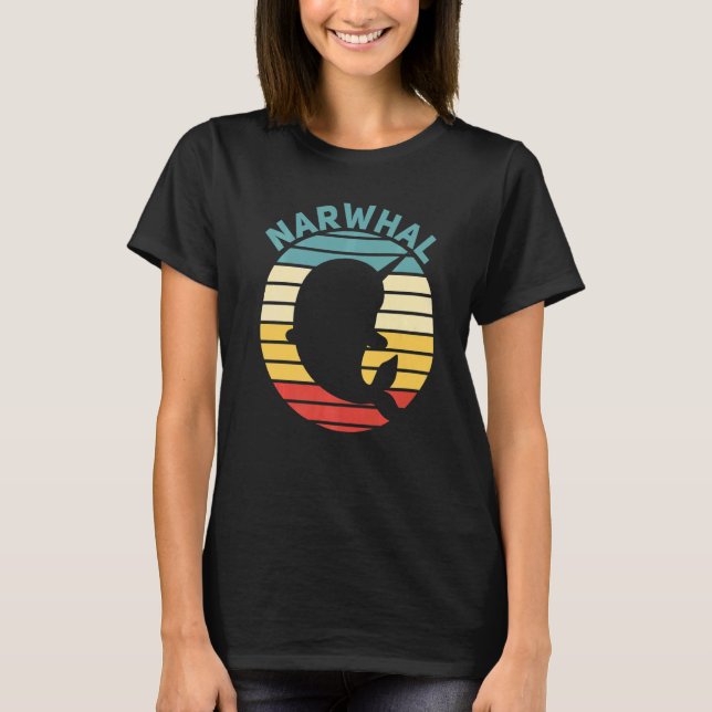 T-shirt Narwhal Retro Sunset Unicorne de la mer Narwhal (Devant)