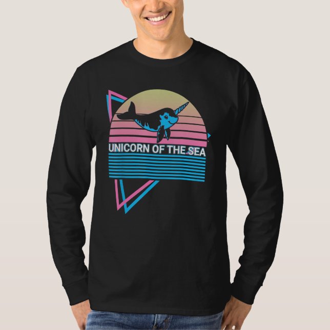 T-shirt Narwhal Retro Unicorn Of The Sea (Devant)