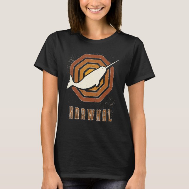 T-shirt Narwhal Vintage Retro Classic Animal Love (Devant)