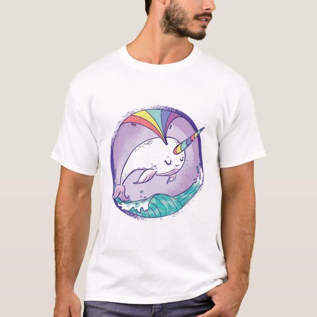 T-shirt Narwhale arc-en-ciel (Devant)