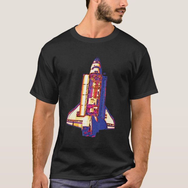 T-shirt NASA Space Shuttle Discovery vu de Mir Pop Art (Devant)
