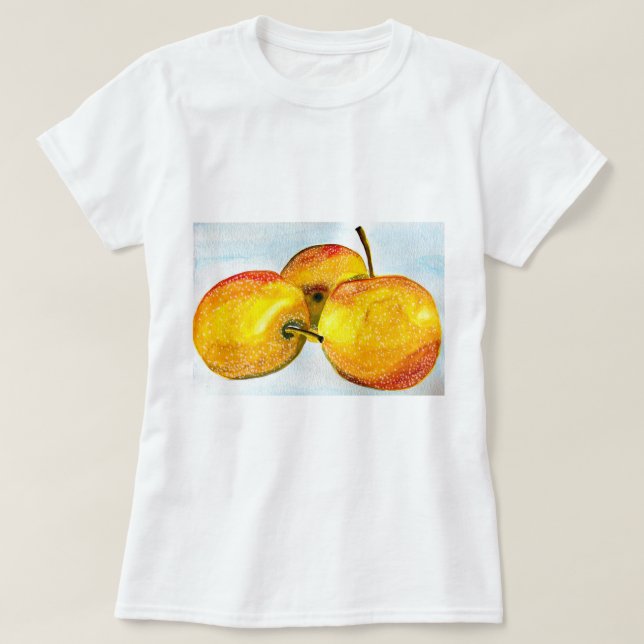 T-shirt Nashi poires jaune aquarelle fruit (Design devant)