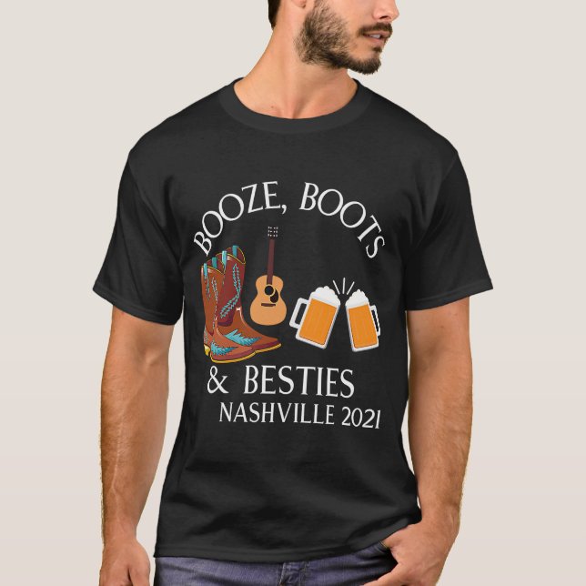 T-shirt Nashville 2021 Booze Boots & Besties Girls Getawa (Devant)