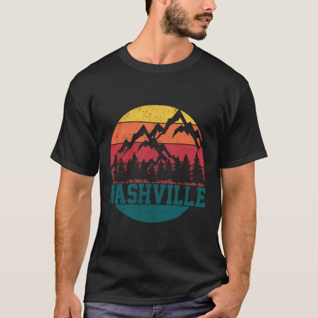 T-shirt Nashville Montagnes Vintages Tennessee Music City  (Devant)