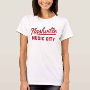 T-shirt Nashville Music City Retro Red Glow Design -
