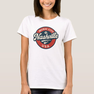 T-shirt Nashville Music City USA Insigne rétro - Vintage