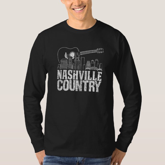T-shirt Nashville Skyline Tennessee Country Music Guitare  (Devant)