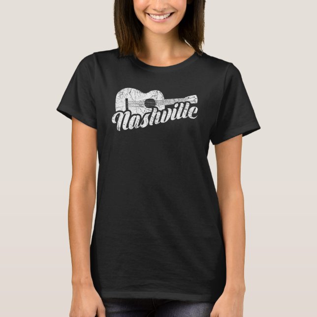 T-shirt Nashville Tennessee Country Music Retro Guitare Pl (Devant)