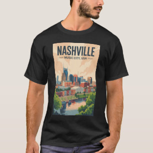 T-shirt Nashville Tennessee Skyline Voyage Art Vintage