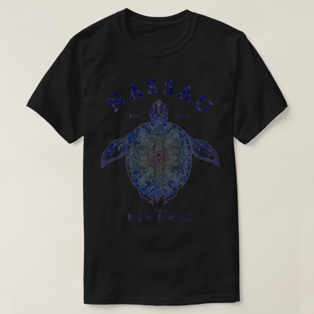 T-shirt Nassau Bahamas Tortoise Turtle Tribal Plongée Fish (Design devant)