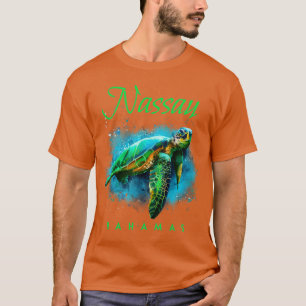 T-shirt Nassau Les Bahamas Aquarelle Tortue de mer