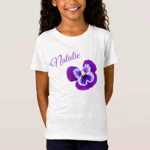 T-Shirt Natalie, Nom Logo Avec Un Joli Pansy Violet,