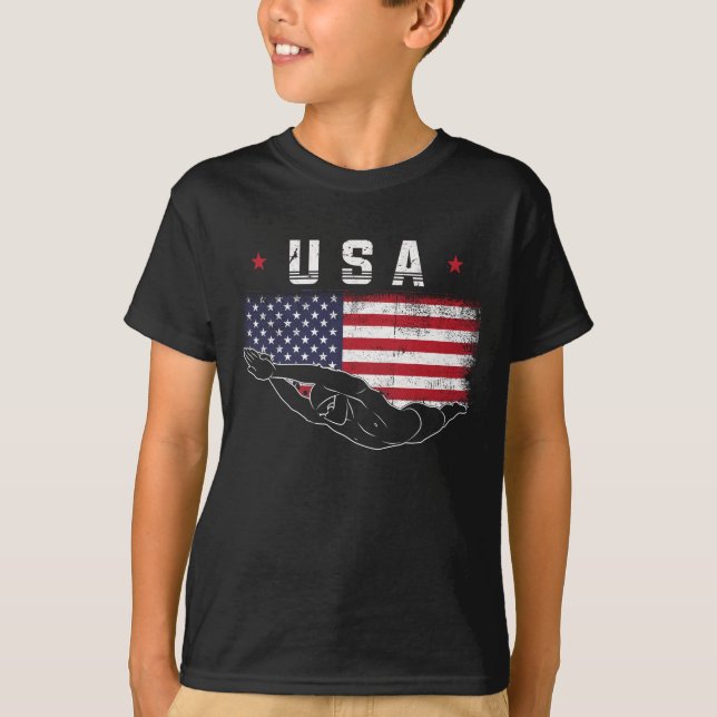 T-shirt Natation Athlète Sports USA Swimmer (Devant)