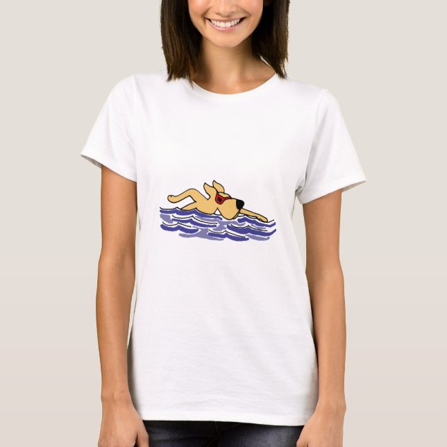 T-shirt Natation jaune drôle de Labrador (Devant)