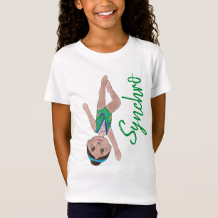 T-Shirt Natation synchronisée Green Synchro Swimmer Girl