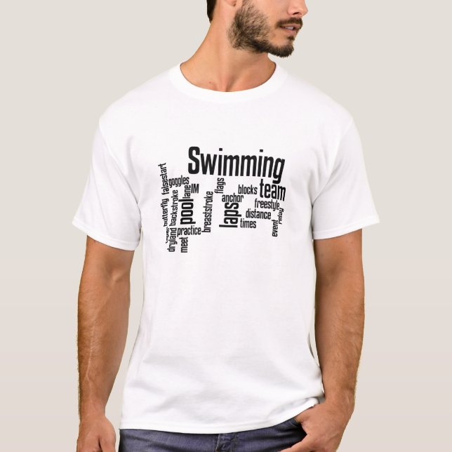 T-shirt Natation WordCloud !  Sélectionnez la couleur de (Devant)