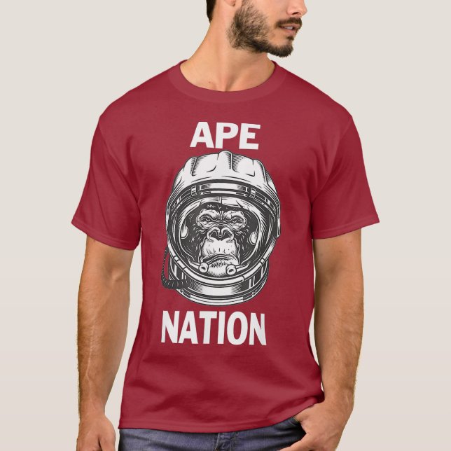 T-shirt Nation Ape À La Lune Stock De Mains Diamants (Devant)