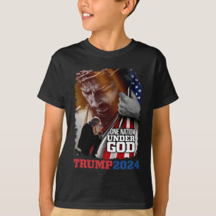 T-shirt Nation sous Dieu Président Trump 2024 America Chri