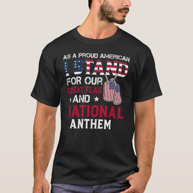 T-shirt National Anthem - Usa Flag Design (Devant)