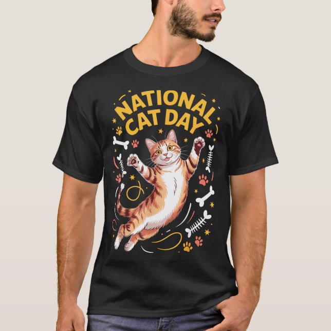 T-shirt National Cat Day Cute Tabby Kitty Celebration Happ (Devant)