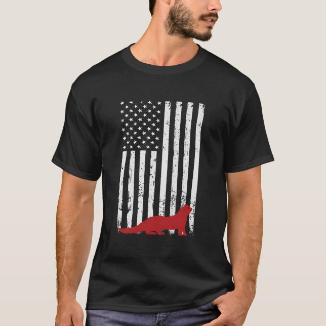 T-shirt National Ferret Day 4Th July Usa Flag Ferret (Devant)