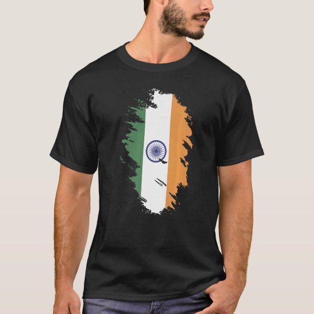 T-shirt National Flag of India souvenir  for men women  6 (Devant)