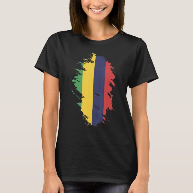 T-shirt National Flag of Mauritius souvenir  for men women (Devant)
