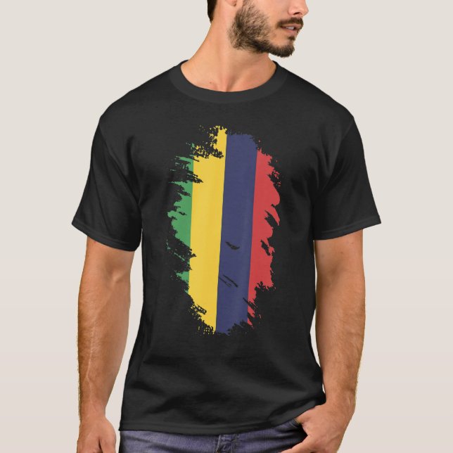 T-shirt National Flag of Mauritius souvenir  for men women (Devant)