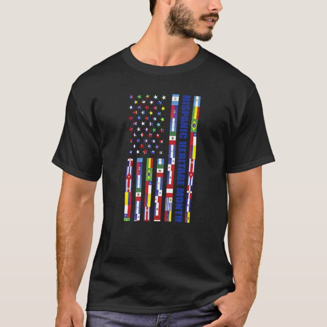 T-shirt National Hispanique Mois du patrimoine USA Drapeau (Devant)