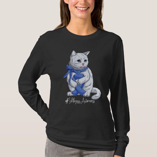 T-shirt National Ichthyosis Awareness Month Blue Ribbon Cu (Devant)