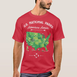T-shirt National Park Map Vintage All 59 National Parks Gi