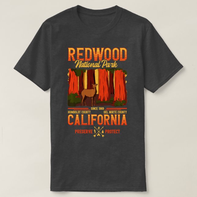 T-shirt National Park Tee California Bear Redwood National (Design devant)