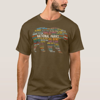 T-shirt National Parks USA List Word Cloud Bear Camping &