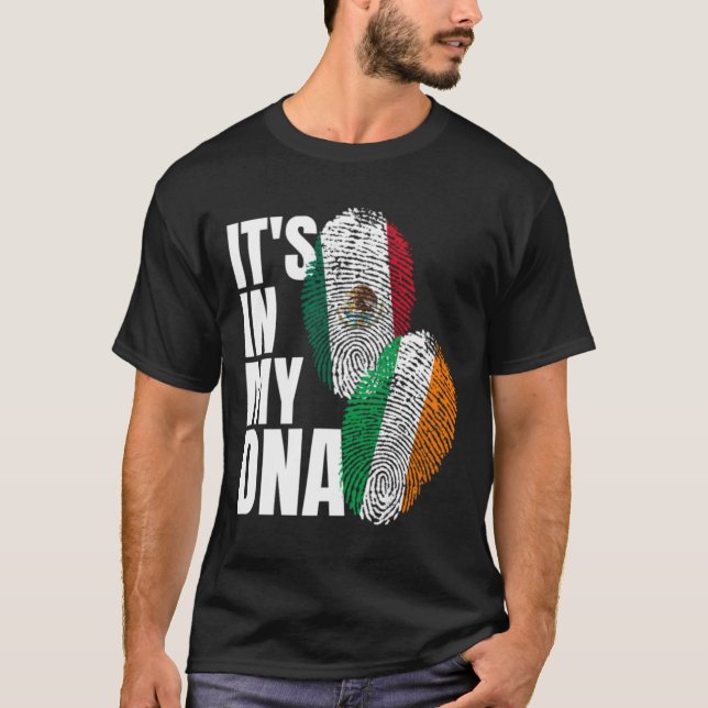 T-shirt Nationalité Du Drapeau De L'ADN Irlandais Et Mexic (Devant)