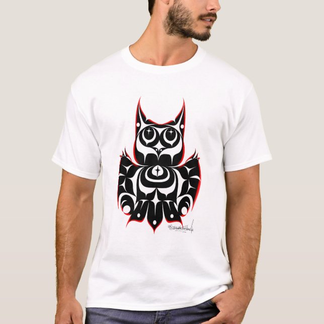 T-shirt Native American Coast Salish Style Horned Owl  (Devant)