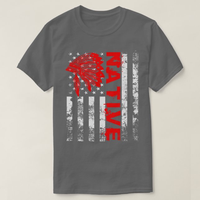 T-shirt Native American Day Vintage Flag USA (Design devant)
