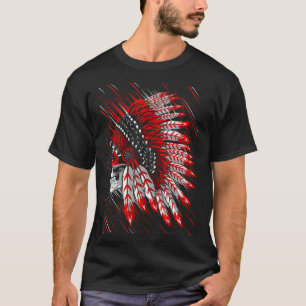 T-shirt Native American Indian Chief Skull Motorcycle Head