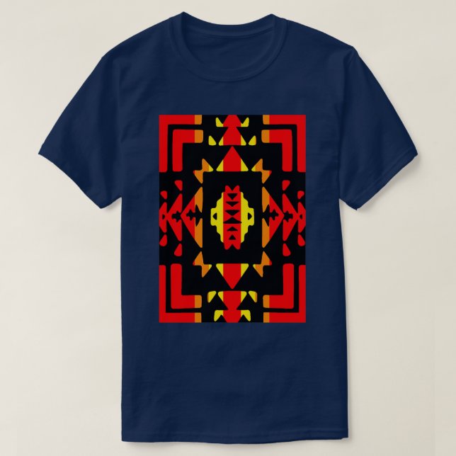 T-shirt Native American Red Fire Color Blanket Print  (Design devant)