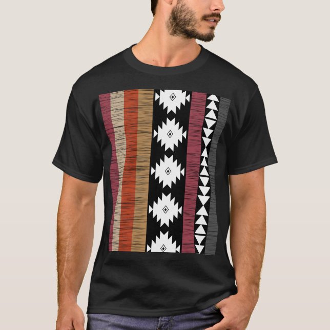 T-shirt Native Ethnic Colorful Lines Motif (Devant)
