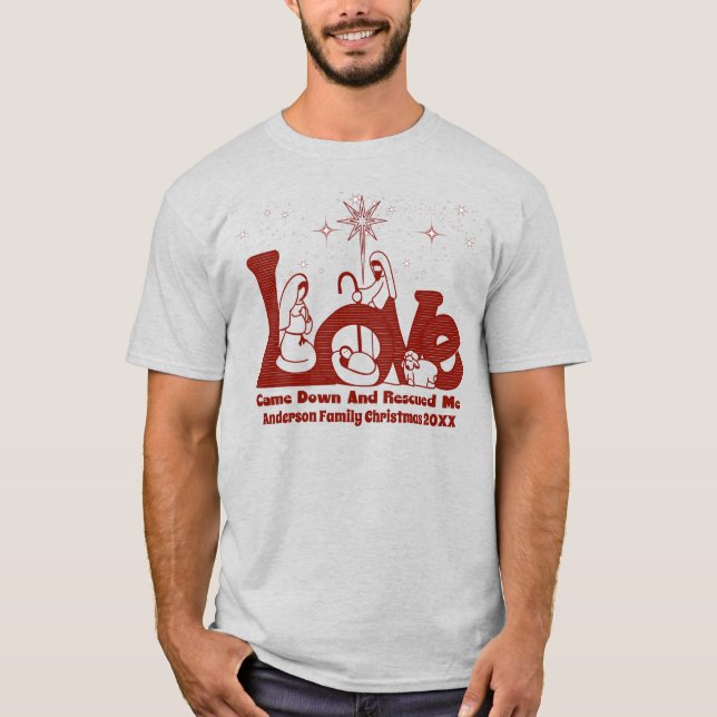 T-shirt Nativité de Noël de la famille chrétienne personna (Devant)