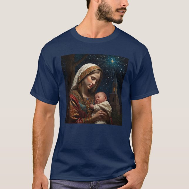 T-shirt Nativité de Noël Vierge Marie & Jésus (Devant)