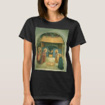 T-shirt Nativité par Fra Angelico<br><div class="desc">Nativité de Fra Angelico, c.1440 présente l'enfant saint (Jésus Christ) couché dans une crèche avec ses parents (Marie et Joseph), entouré de bergers, d'animaux et de sages hommes l'adorant. Mary Magdalene et Joseph sont ornés de halos, tandis que Joseph semble vieilli et a des cheveux gris doux qui révèlent la...</div>