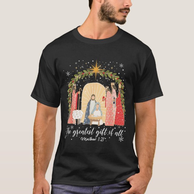 T-shirt Nativity Christmas Baby Jesus Christian Greatest O (Devant)