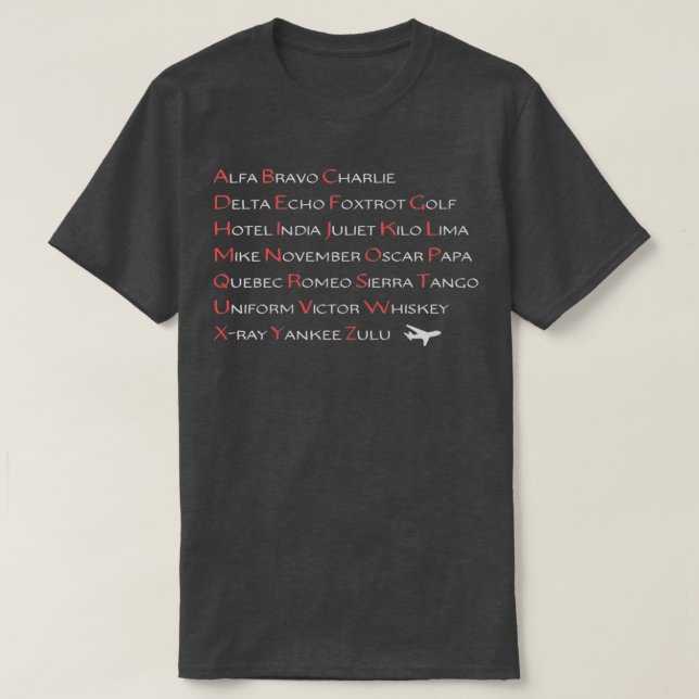 T-shirt NATO Phonetic Alphabet T  (Design devant)