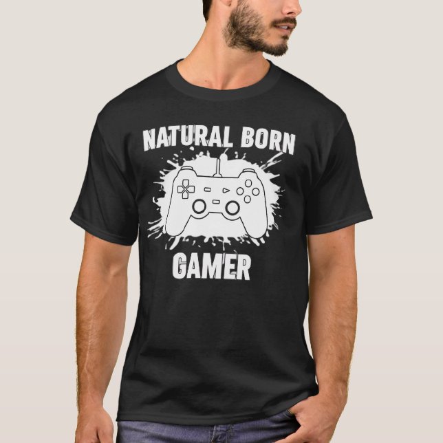 T-shirt ​Natural Born Gamer - Splatter Style Gaming T-Shir (Devant)
