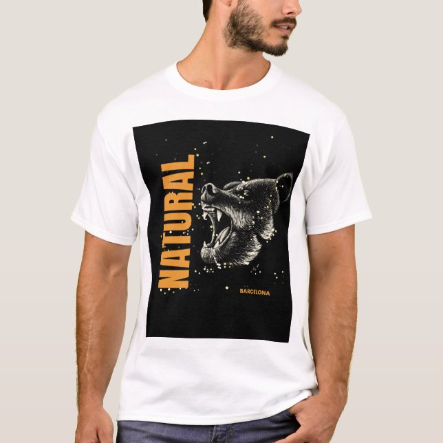 T-shirt Natural with a bear (Devant)