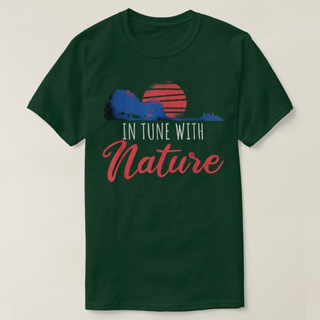 T-shirt Nature And Music Guitar Trees Retro  (Design devant)