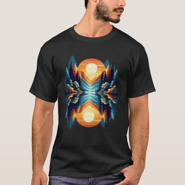 T-shirt Nature Arbres Reflection Forêt Extérieur Faune et (Devant)