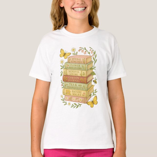 T-shirt Nature et livre Lover Botanique Stack (Devant)